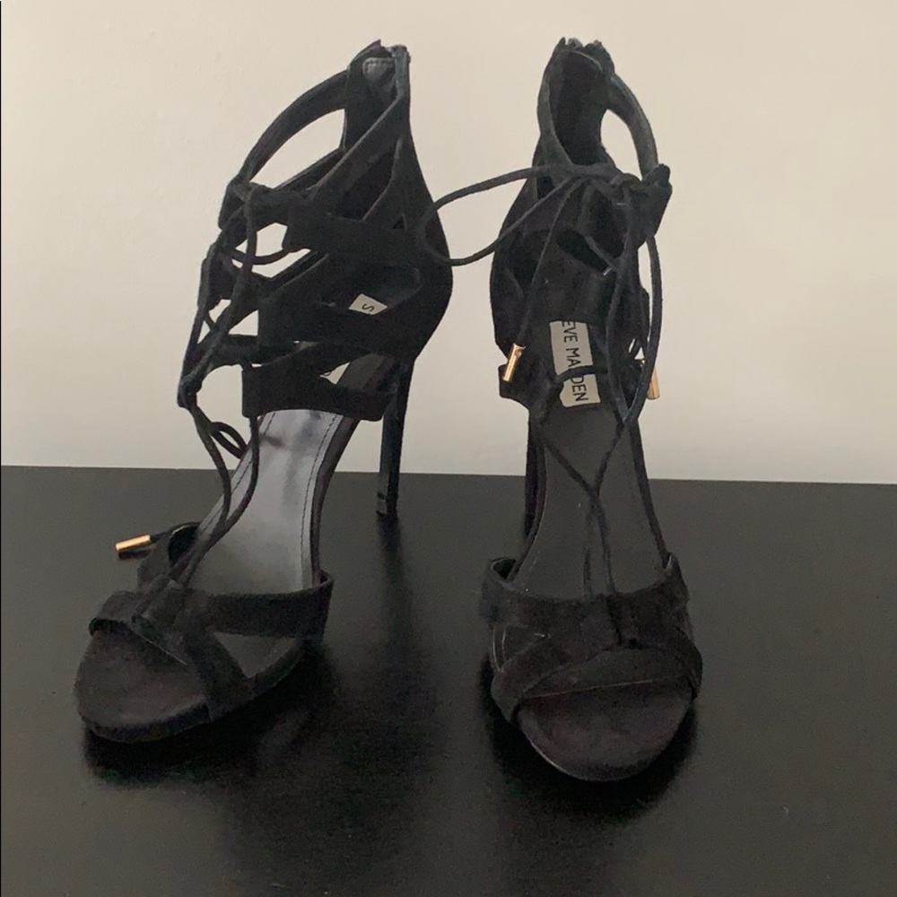 Steve Madden Black Suede Lace Up Heels